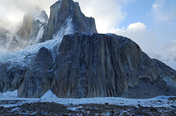 At the base of the ascent route to Cerro Torre