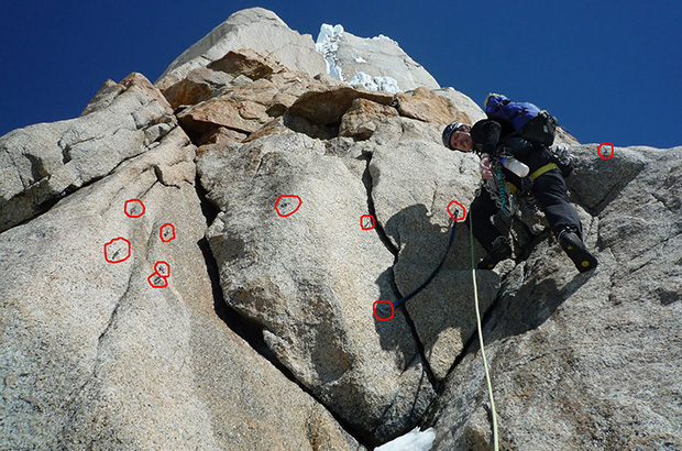 Plenty of bolted belay points on the Cerro Torre route