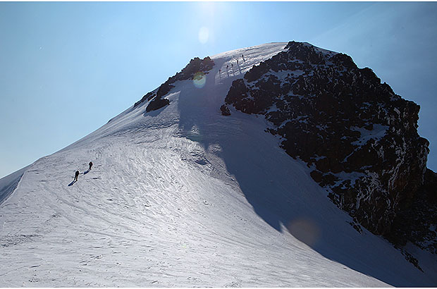 Climbing Mount Kazbek summit dome