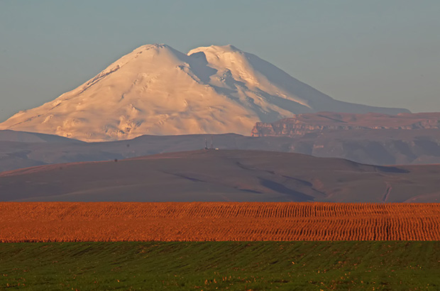 View of Mount Elbrus from the north, Stavropol Region