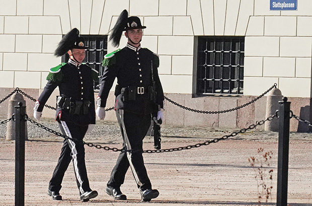 Почётный караул у королевского дворца в Осло