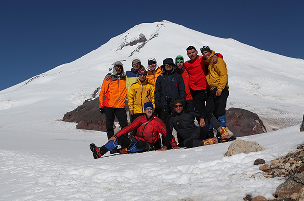 At camp 3900 after climbing the Mount Elbrus East route