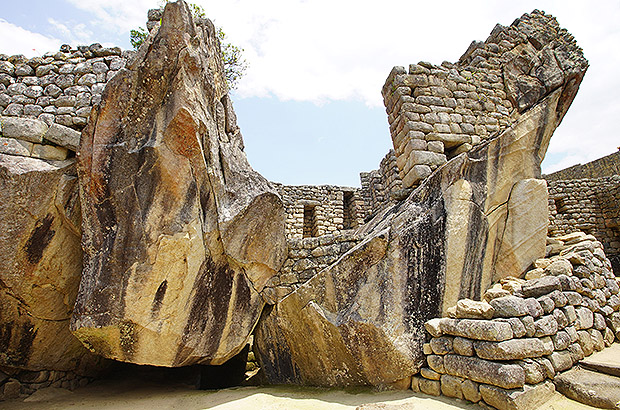 Part of the Machu Picchu Monument called the Temple of the Condor. Purpose of this construction is unknown