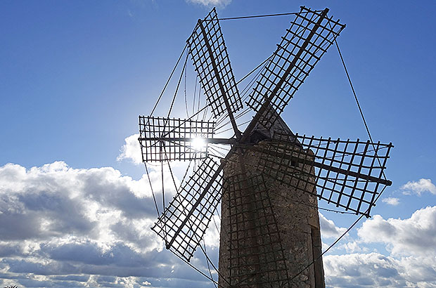 Mallorca island. What looks like a windmill is actually not a windmill at all