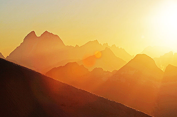 Sunset panorama of the Main Caucasian Range