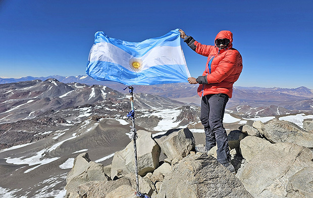 On the summit of Ojos del Salado (route from Argentina)