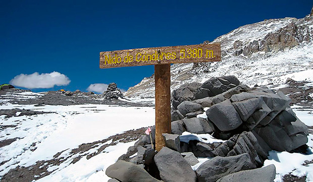 Condor's Nest is the fourth base camp on the Mount Aconcagua ascent route, altitude 5380 m