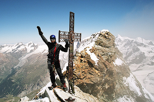 At the summit of Mount Matterhorn (Cervino), Alps, Italy