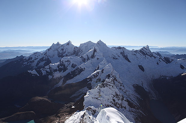 View to the east from the summit of Alpamayo