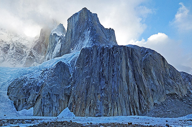 El Mocho - rock bastion at the foot of the wall of Cerro Torre, Patagonia