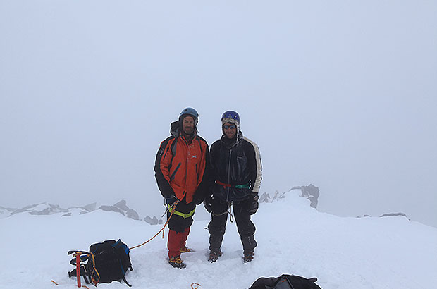 On the Summit of Mount Belukha in foggy weather.