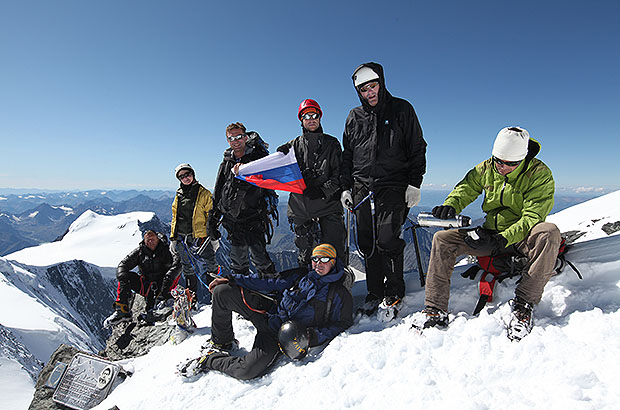 Photo at the Summit of Mount Belukha in perfect weather.