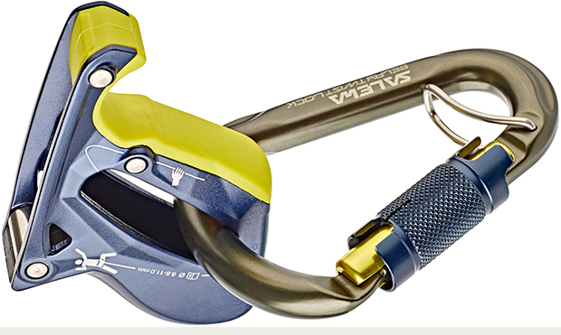 ABD belay / rappel device Salewa Ergo for a single rope with a kit carabiner - the automation may not work when using other carabiners