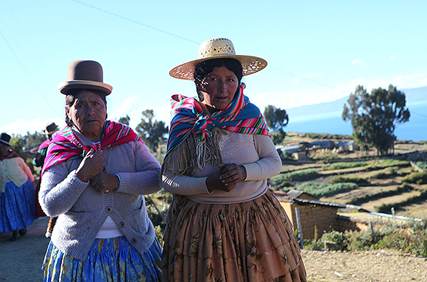 Traditional outfits of Bolivian women in rural areas of Bolivia