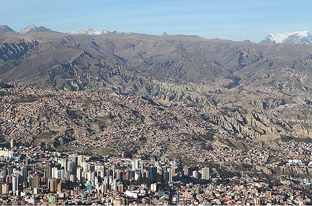 Panorama of the highest mountain capital in the world - the capital city of Bolivia La Paz