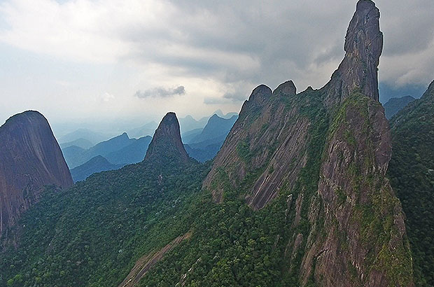 Granite needles near Rio de Janeiro are popular sites for rockclimbing