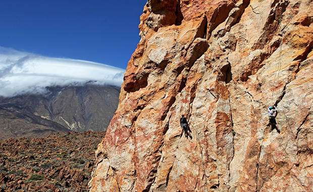 Truly exotic rock climbing on a volcano