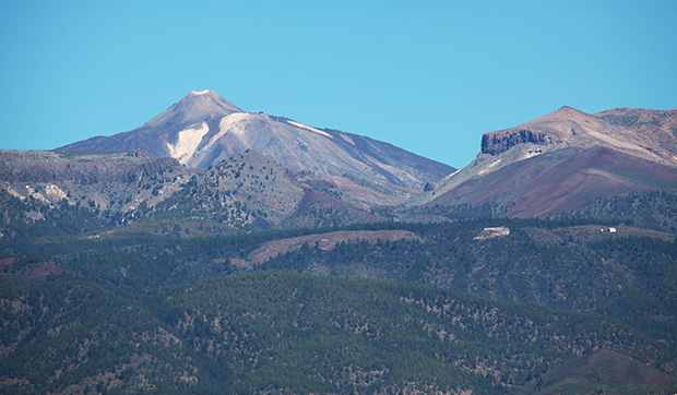 View of the Teide volcano from the Atlantic coast