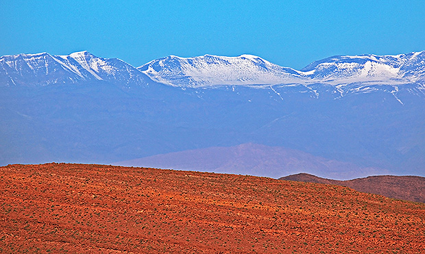 Foothills of the Atlas Mountains, viewed from the Sahara Desert