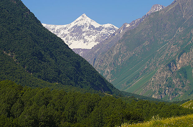 View of Mount Gestola from the Bezengi gorge