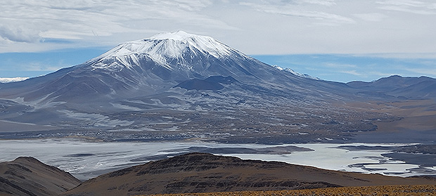Numerous salt lakes are located in the Ojos del Salado area, hence the mountain's name
