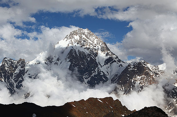 Madjestic Dykh Tau peak, second high mountain of Europe