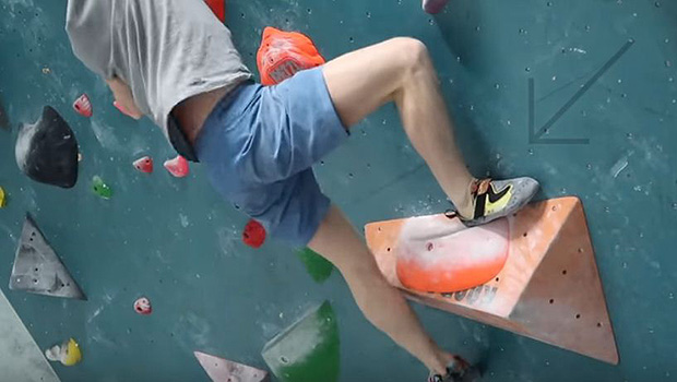 Rock climbing on an artificial climbing wall