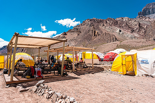Aconcagua Base Camp is as crowded as an international airport lounge