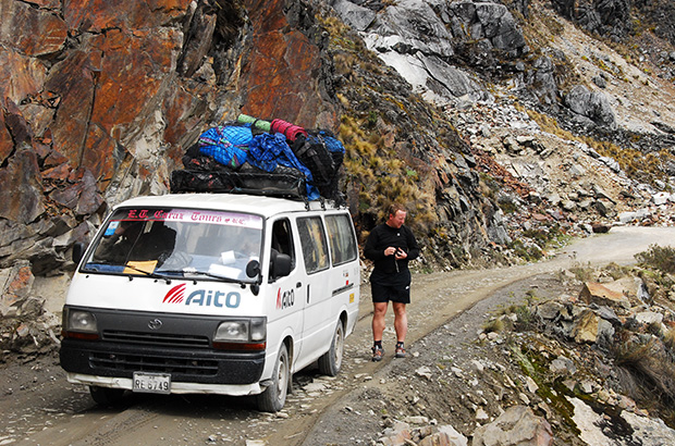 The road from Huaraz to the beginning of the route in Cordillera Huayhuash