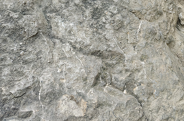 Traces of vandals with ice axes on rock climbing routes in Georgia