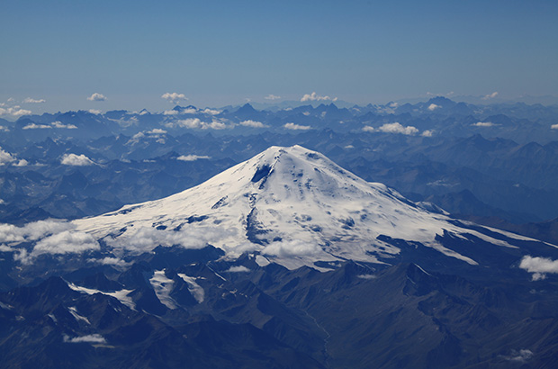 Mount Elbrus. View from an airplane
