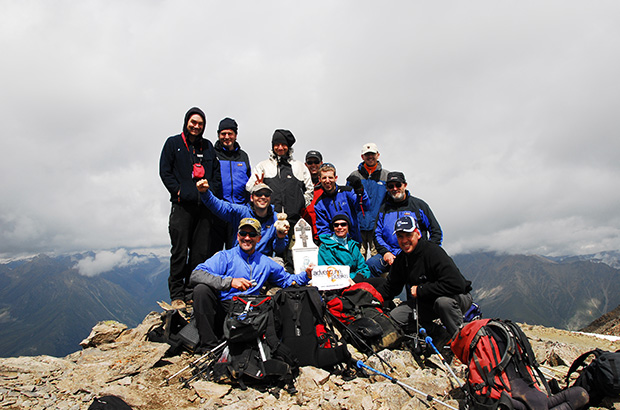 On a training climb before ascending Mount Elbrus with a team from Great Britain