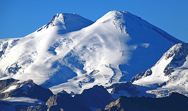 Mount Elbrus from the south - looks so cozy, accessible and harmless