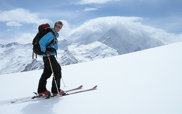 Ski touring on the slopes of Mount Elbrus