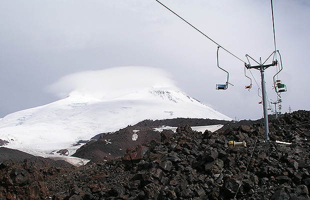 Chairlift on Mount Elbrus to an altitude of 3900 m