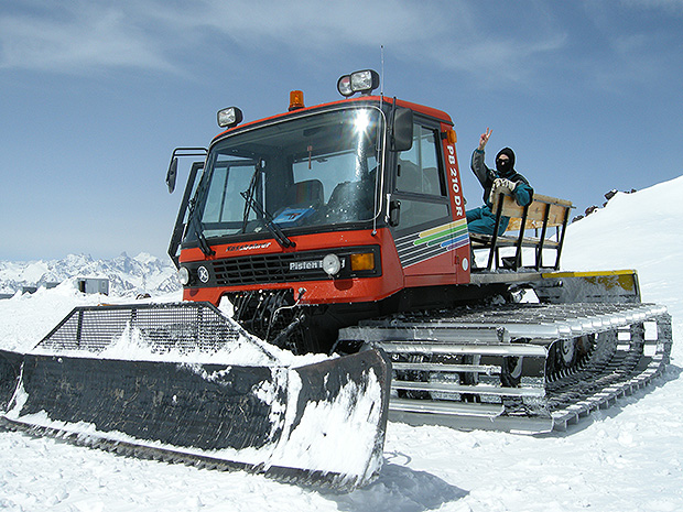 A snowcat on the slopes of Mount Elbrus is, for many people, a way to 
