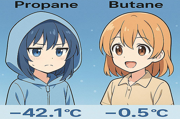 Mixtures with a low propane content are not effective when used in cold conditions