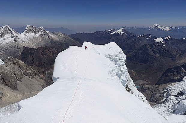 On the summit of Nevado Alpamayo, Cordillera Blanca, Peru