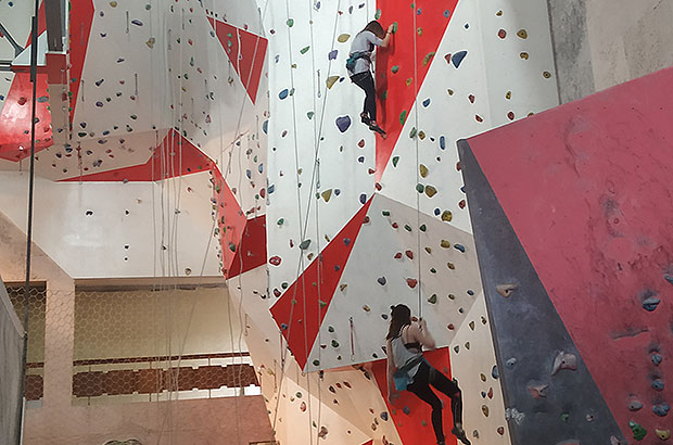 At the rockclimbing training at the climbing wall in Tbilisi