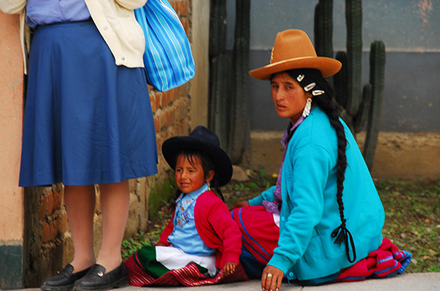 Traditional outfits of the Quechua Indians can be seen in any rural area of Peru