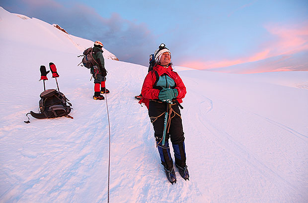 When climbing Huayna Potosi, the entire basic set of mountaineering equipment is used.
