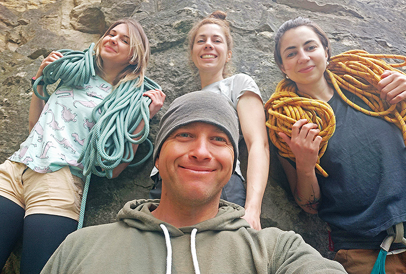 The MCS AlexClimb rock climbing team on the rocks of Georgia