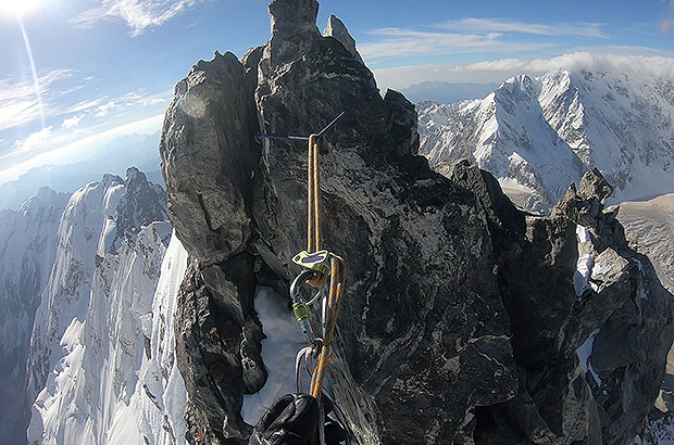 Descent from the summit of Dykh Tau, Caucasus, Bezengi