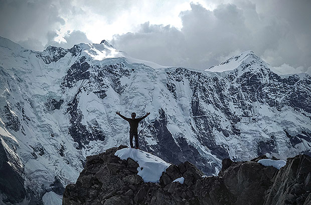 Against the background of the famous Bezengi wall - a symbol of sports mountaineering in the Caucasus.