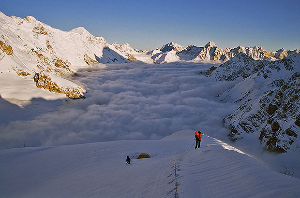 Climbing the Summit of Mount Shkhara by Crab route, Bezengi