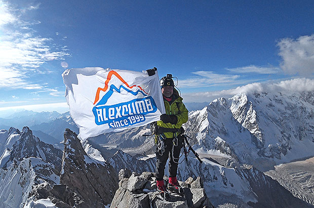 On the summit of Dykh Tau - the second highest mountain in the Caucasus