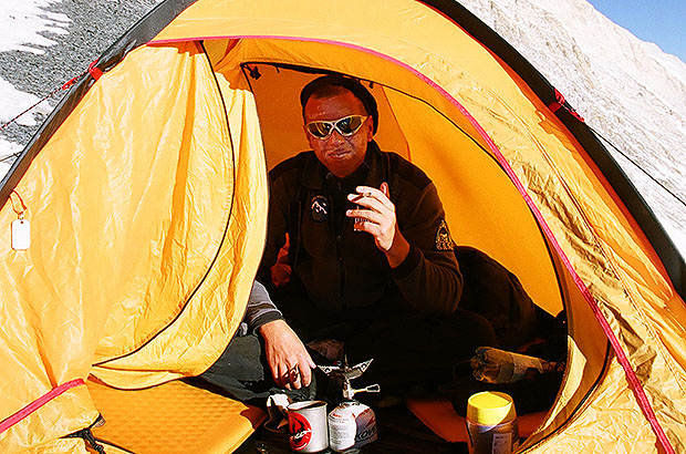 After 12 hours of sleep at camp 6300, after a successful ascent of Khan Tengri