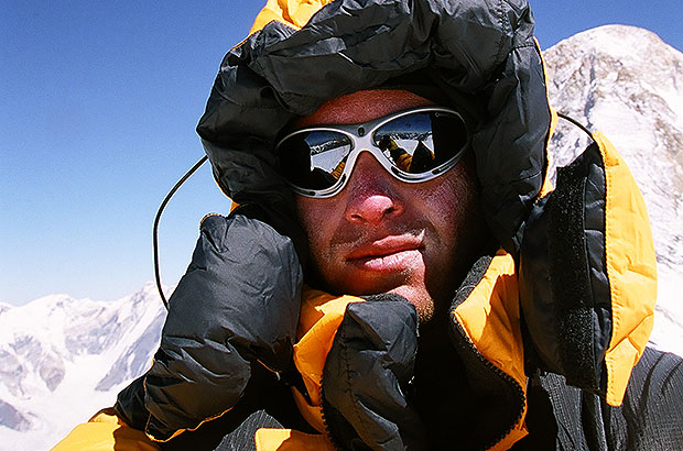 Farewell selfie with the top of Khan Tengri, on the descent via Chapaev Peak