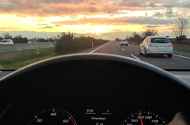 Evening highway in Mallorca, on the way to Palma