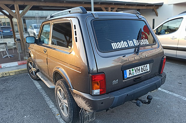 Some tourists in Mallorca can afford a real exotic - a car from Russia
